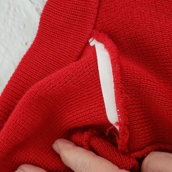 ELITEX New Zealand Fine Wool Blend Cardigan Red & Black with Suede Accents EUC - Picture 10 of 14